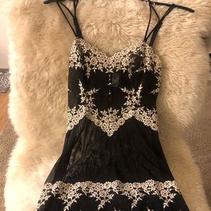 Macy’s Black Lace White Trim Chemise